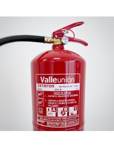 Comprar VALLEUNION VU-9-PP Extintor polvo ABC 9Kg eficacia 34A144BC con soporte y base metal. Certificado, homologado y marcado 2