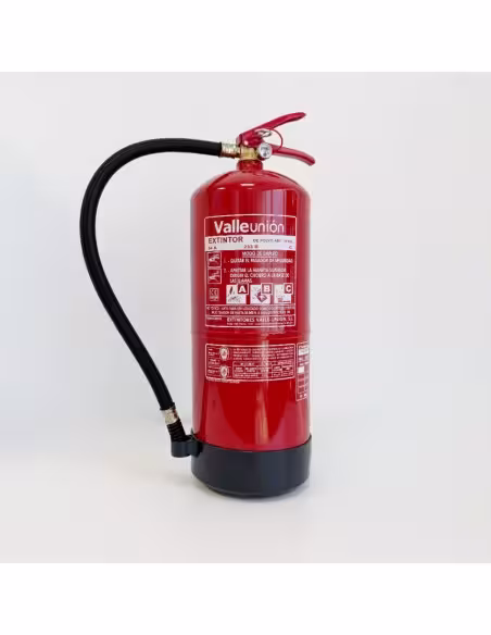 Comprar extintor de pó ABC VALLEUNION VU-9-PP 9 kg, eficácia 34A144BC, com suporte e base metálica. Certificado, homologado e ma
