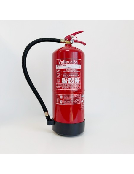 Comprar VALLEUNION VU-9-PP Extintor polvo ABC 9Kg eficacia 34A144BC con soporte y base metal. Certificado, homologado y marcado