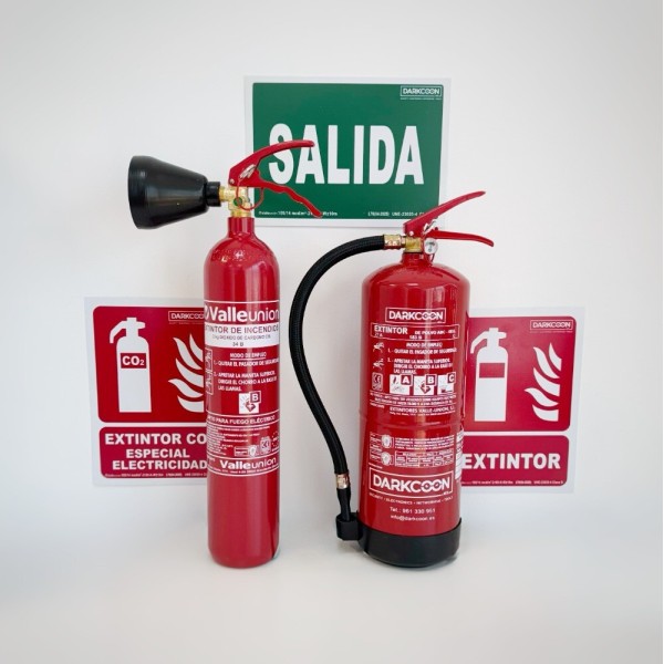 Comprar VALLEUNION VU-KIT-COMERCIO Kit extintores para comercio. Incluye extintor polvo ABC 6Kg + extintor CO2 2Kg + 3 señales