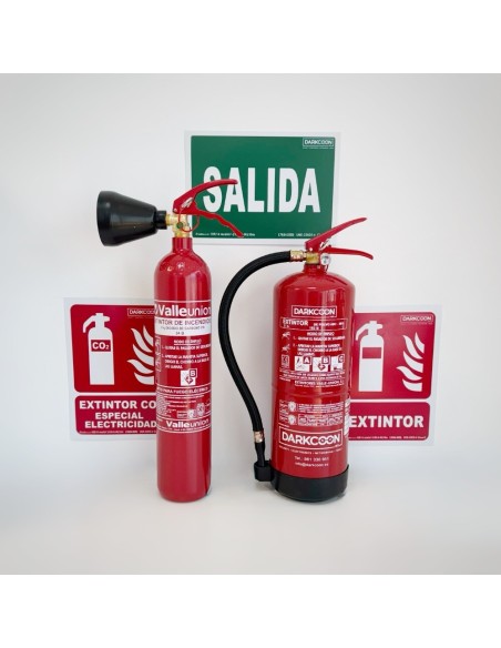 Acheter VALLEUNION VU-KIT-COMERCIO : kit d’extincteurs pour commerce. Comprend un extincteur à poudre ABC 6 kg + un extincteur C