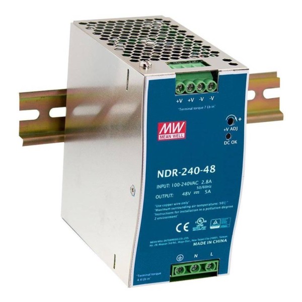 Comprar MEAN WELL NDR-240-48 Fuente de Alimentación Conmutada para Carril DIN 240W 48Vcc 5A NDR-240-48