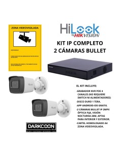 KIT-HIKVISION-IP-2BULLET KIT 2 CÁMARAS BULLET HIKVISION IP POE ONVIF. SISTEMA VIDEOVIGILANCIA CCTV TIENDA, HOGAR, O EMPRESA.