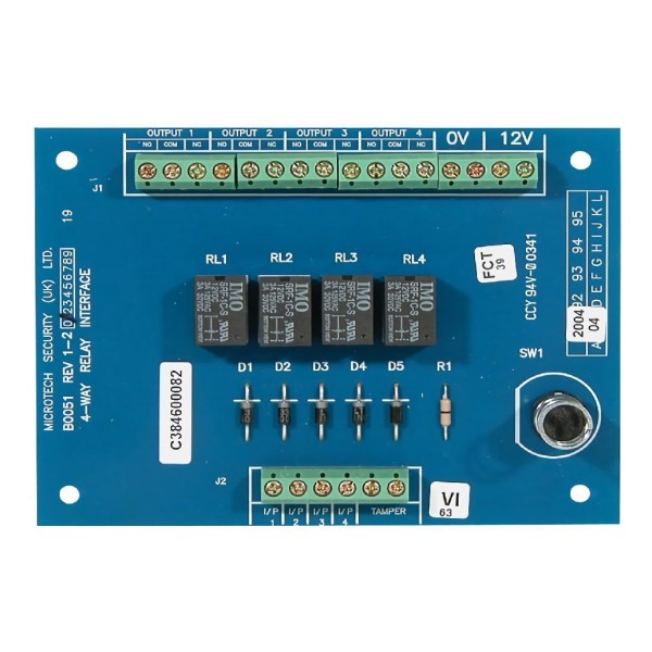 Módulo de relé Honeywell C074 4 para a gama Galaxy. Caixa de plástico com adulteração. Grau 3