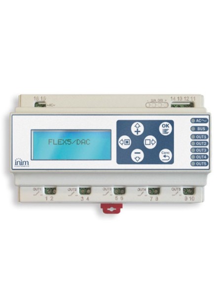 Comprar INIM FLEX5-DAC Módulo expansor de salidas 230V. Permite controlar cargas domésticas. Regulación de intensidad FLEX5-DAC