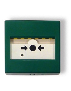 Botão de alarme manual INIM IC0020G para parada automática de extinção. Verde
