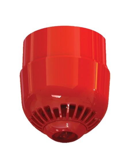 Comprar KIDDE COMMERCIAL ASC2367 Sirena con flash analógica para montar en techo. Base alta. Color rojo con lente roja ASC2367