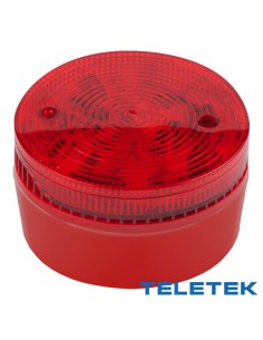 Teletek SF100RSST-DBR Fire Sereia Montagem de parede interior, com luz estroboscópica. En54. Vermelho + Base Alta