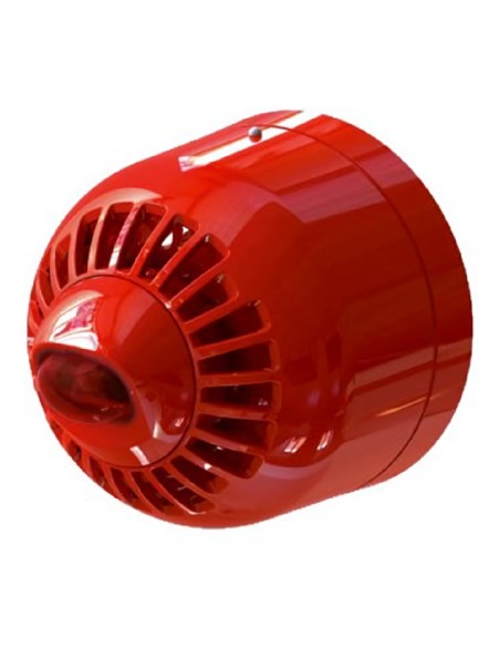 Bidde Commercial Asw366 Sirene de Policarbonato para Interior. Montagem na parede. Lâmpada de links vermelhos 85 a 97dB