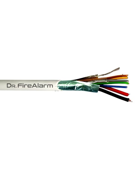 Comprar DRFIREALARM ALARM06+2-LSZH Rolo 100m de cabo tipo manga branco flexível 6+2 condutores blindado LSZH (6x0,22+2x0,7) CPR 