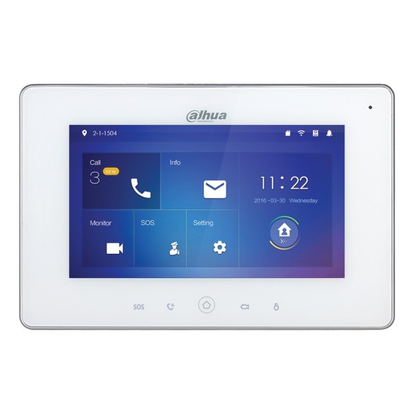 Comprar DAHUA VTH5221DW-S2 Monitor Interior 7" de Superficie para Videoportero IP WiFi PoE SD 6E 1S Alarma Blanco VTH5221DW-S2