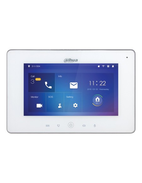 Comprar DAHUA VTH5221DW-S2 Monitor Interior 7" de Superficie para Videoportero IP WiFi PoE SD 6E 1S Alarma Blanco VTH5221DW-S2