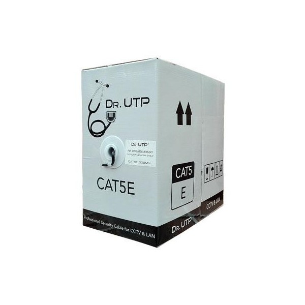 Drutp UTPCAT5E-305-EXT Bobina 305mts Cable UTP CAT5E para ao ar livre 0.50mm Tampa de peg preto