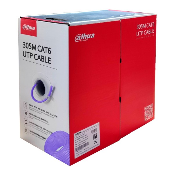 Comprar DAHUA PFM923I-6UN-CC (PURPLE) Bobina 305mts Cable UTP CAT6 0.53mm Cobre sin Oxigeno CE CPR Cca. Cubierta LSZH Violeta PF