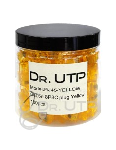 Drutp RJ45-amarelo conector RJ45 Cat.5e cor amarela no frasco de 100 unidades