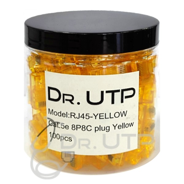 Comprar DRUTP RJ45-YELLOW Conector RJ45 CAT.5e Color Amarillo en Tarro de 100 unidades RJ45-YELLOW