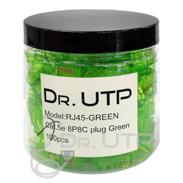 Drutp RJ45-Green RJ45 Conector Cat.5e Cor Verde No Frasco de 100 Unidades