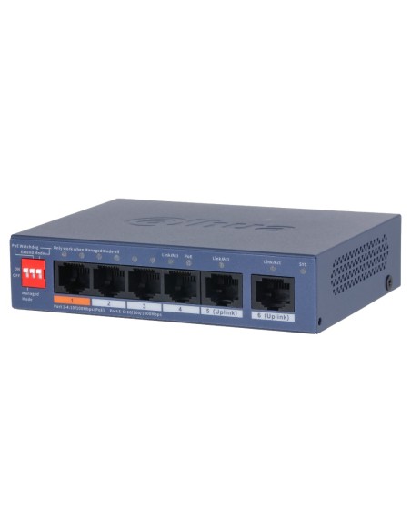 Comprar DAHUA CS4006-4ET2GT-60 Switch PoE 4 puertos 10/100 + 2RJ45 Uplink Gigabit 60W Gestionable en Cloud Layer2 CS4006-4ET2GT-