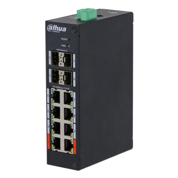 Comprar DAHUA HS4412-8ET-96 Switch Hardened PoE 8 puertos 10/100 +4SFP Gigabit 96W Gestionable Layer2 HS4412-8ET-96