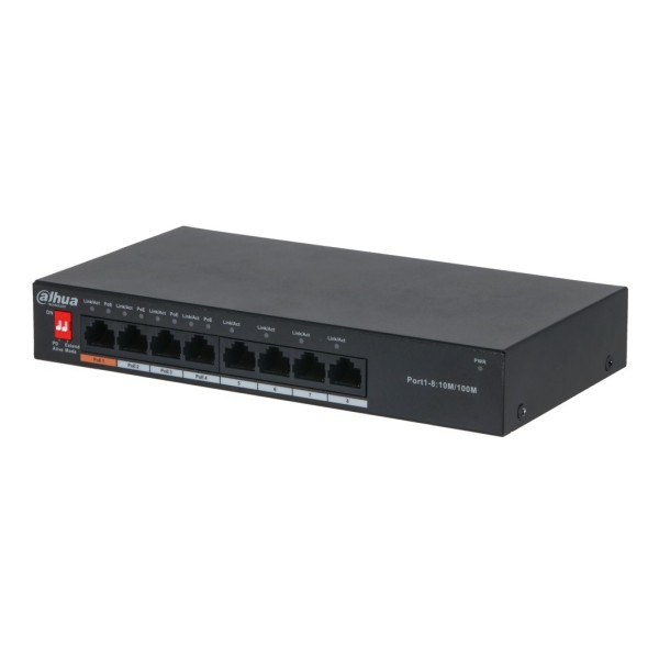 Dahua PFS3008-8ET-60 Switch Poe 2.0 8 Portas 10/100 60W No_Guestionable Layer2