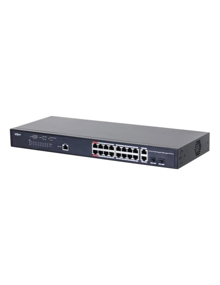 Dahua PFS4218-16GT-130 Switch Poe 2.0 16 Portas Gigabit + 2 Combo Gigabit RJ45 / SFP UpLink 130W Managol Layer2