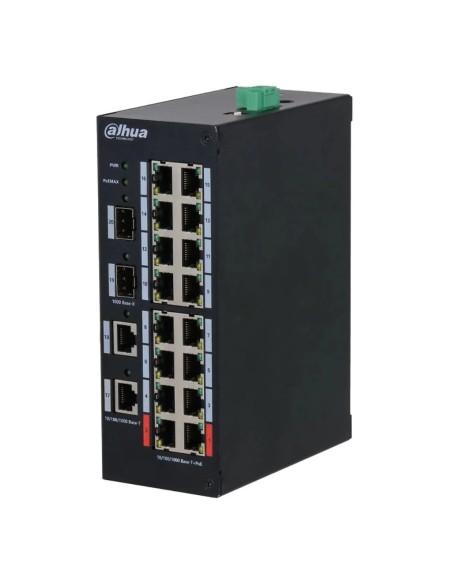Dahua HS3220-16GT-190 Interruptor endurecido Poe 16 portas Gigabit (2RJ45 + 2SFP) Uplink Gigabit 190W No_gestionable Layer2
