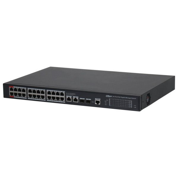 Dahua S4228-24GT-240 Switch Poe 2.0 24 Portas Gigabit + 2 Uplink Gigabit RJ45 + 2SFP Gigabit 240W Managical Layer2
