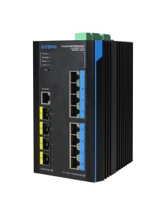 UTEPO UTP7608GE-POE-IE Switch Industrial Relator Fast-Ring Poe 8 Ports Gigabit + 4 UpbLink 10G SFP 240W 802.3AF / A 6KV - Camada