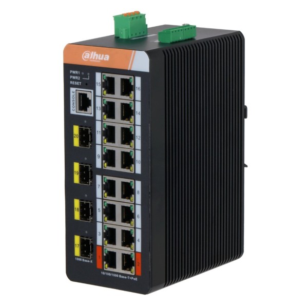 Comprar DAHUA IS4420-16GT-240 Switch PoE 2.0 Industrial 16 puertos Gigabit + 4SFP Uplink Gigabit 240W Gestionable Layer2 IS4420-