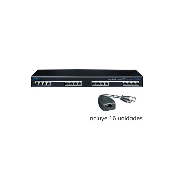 Comprar UTEPO UTP116PV-HD2 Conversor UTP 16ch Vídeo 4EN1 + Alimentación en Rack 19" UTP116PV-HD2