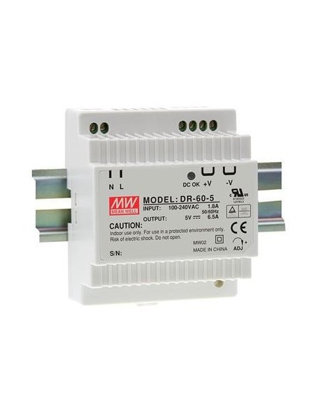 Comprar MEAN WELL DR-60-12 Fuente Alimentación Conmutada para Carril DIN 54W 12VDC 4.5A DR-60-12