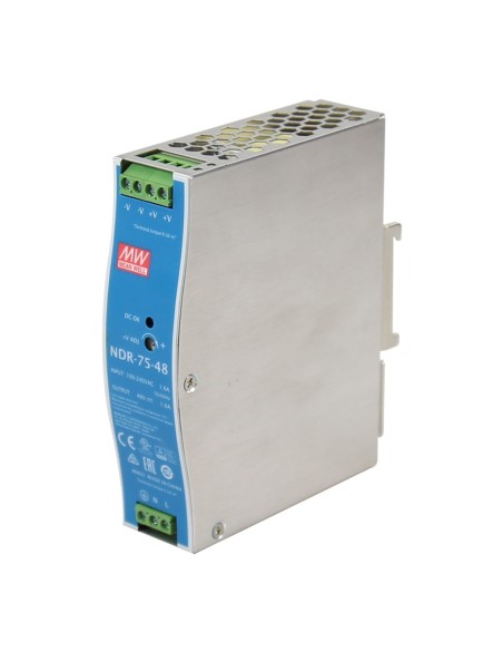Média de alimentação com comutada Bem NDR-75-48 para DIN 76.8W 48VCC 1.6A