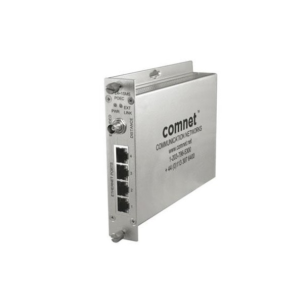 COMNET CLF4EOC Four Channel Ethernet sobre o coaxial com IEEE 802.3AF 15.4W Pass-através PoE, 10 / 100Mbps, Industrial, Local / 