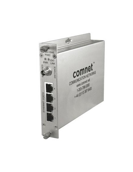 Comprar COMNET CLFE4EOC Four Channel Ethernet over Coax with IEEE 802.3af 15.4W Pass-Through PoE, 10/100Mbps, Industrial, Local/