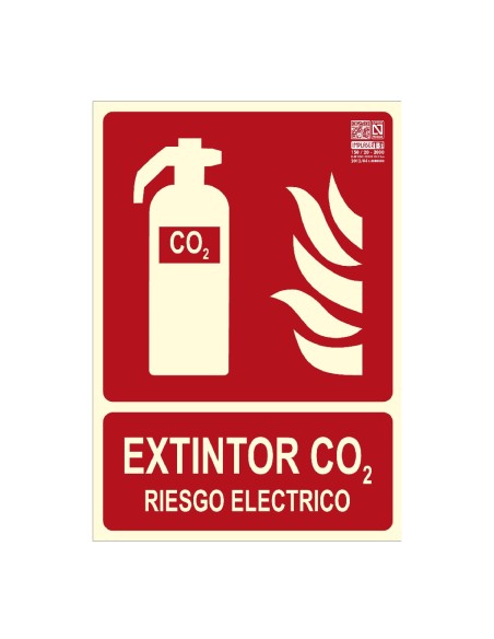 Comprar IMPLASER EX219N-A4 Señal extintor CO2 riesgo eléctrico 29,7x21cm EX219N-A4