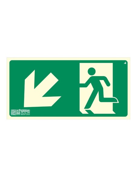 Imprase EV359N sinal de baixa rampa ou escada esquerda 32x16cm