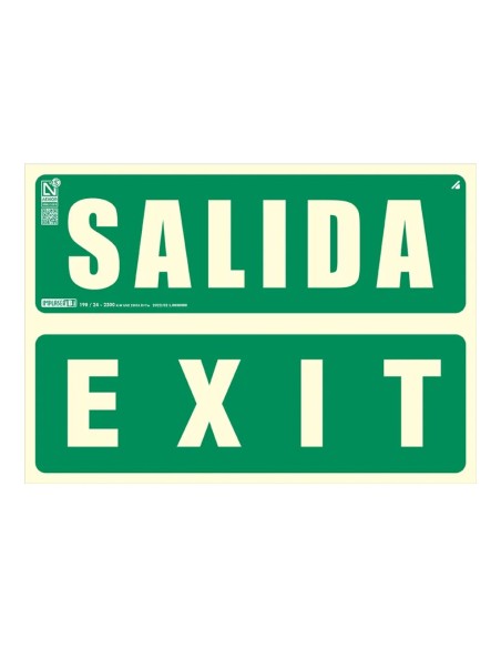 Comprar IMPLASER EV274N-A4 Señal salida-exit 29,7x21cm. Observación reducida a 7m EV274N-A4