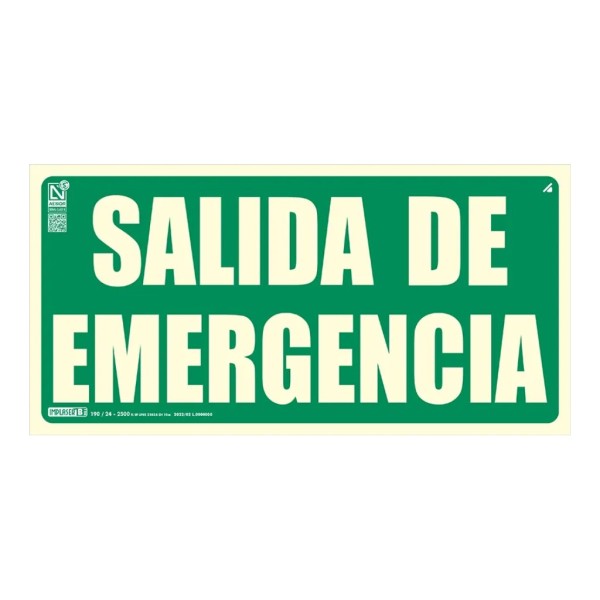 Comprar IMPLASER EV373N-20M Señal salida de emergencia 64x32cm. 20m EV373N-20M