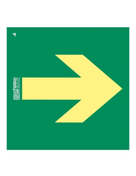 Comprar IMPLASER EV326L Señal flecha evacuación Clase A 21x21cm EV326L