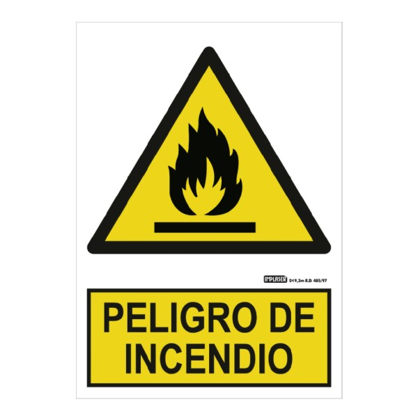 Comprar IMPLASER AD01-A4 Señal peligro incendio 29,7x21cm AD01-A4
