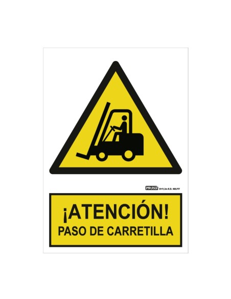 Comprar IMPLASER AD07-A4 Señal ¡ATENCIÓN! paso de carretilla 29,7x21cm AD07-A4