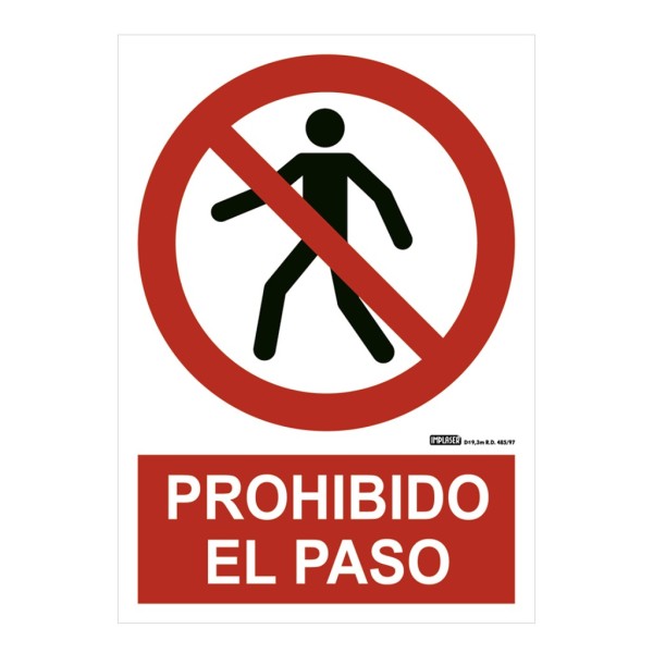 Comprar IMPLASER PR03-A4 Señal prohibido el paso 29,7x21cm PR03-A4