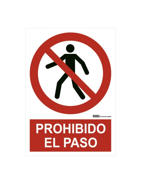 Comprar IMPLASER PR03-A4 Señal prohibido el paso 29,7x21cm PR03-A4
