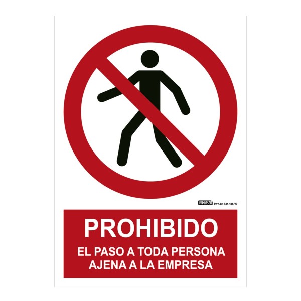 Implaser PR20-A4 Sign Proibido El Paso para todos Capacidade de Empresa 29.7x21cm