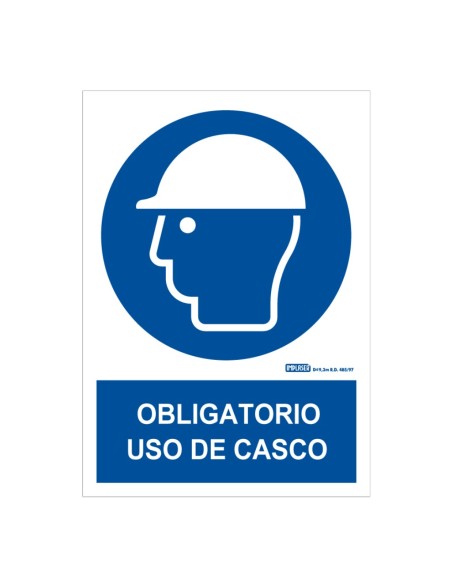 Implaser OB01-A4 Obrigatório Sinal Use Capacete 29.7x21cm