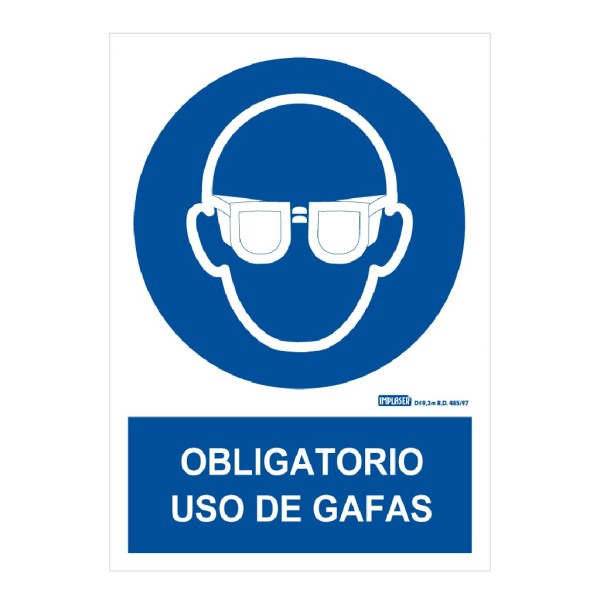 Comprar IMPLASER OB03-A4 Señal obligatorio uso de gafas 29,7X21cm OB03-A4