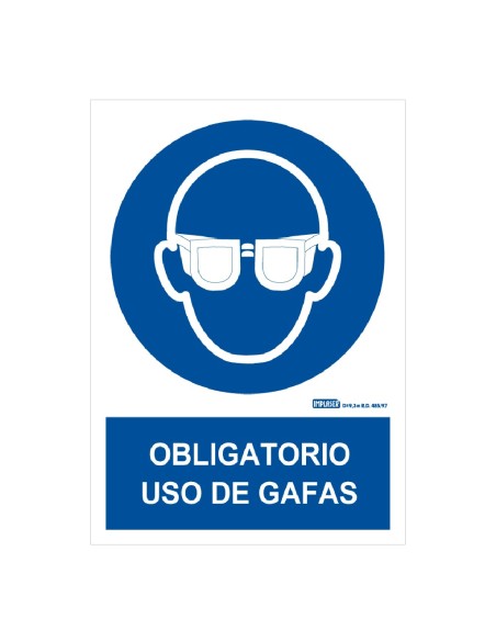 Implaser Ob03-A4 Sinal Obrigatório usando óculos 29.7x21cm