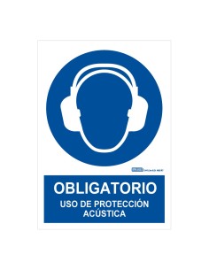 Implaser OB16-A4 Sinal Obrigatório usando a proteção acústica 29,7x21cm