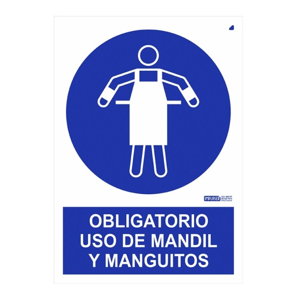 Comprar IMPLASER OB26-A4 Señal obligatorio uso de mandil y manguitos 29,7x21cm OB26-A4