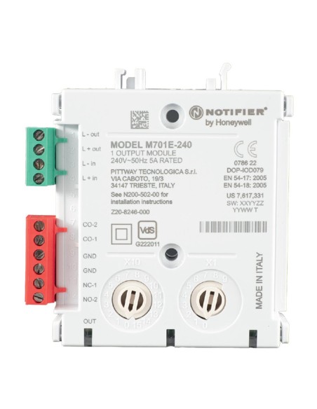 Comprar NOTIFIER M701E-240 Módulo de control direccionable 240Vca para montaje en superficie. Protocolos CLIP y OPAL M701E-240
